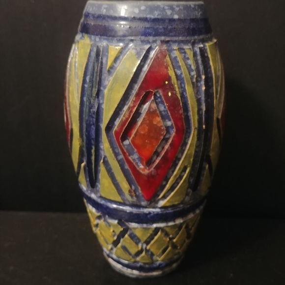 MCM Studio Pottery Handthrown Ceramic Terracotta Painted Vase
